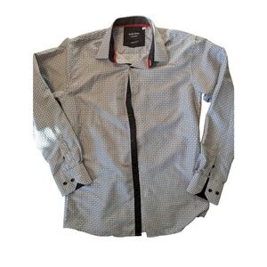 Silver Stone Collection Mens Modern Fit Geometric Print Button Down Shirt Size M